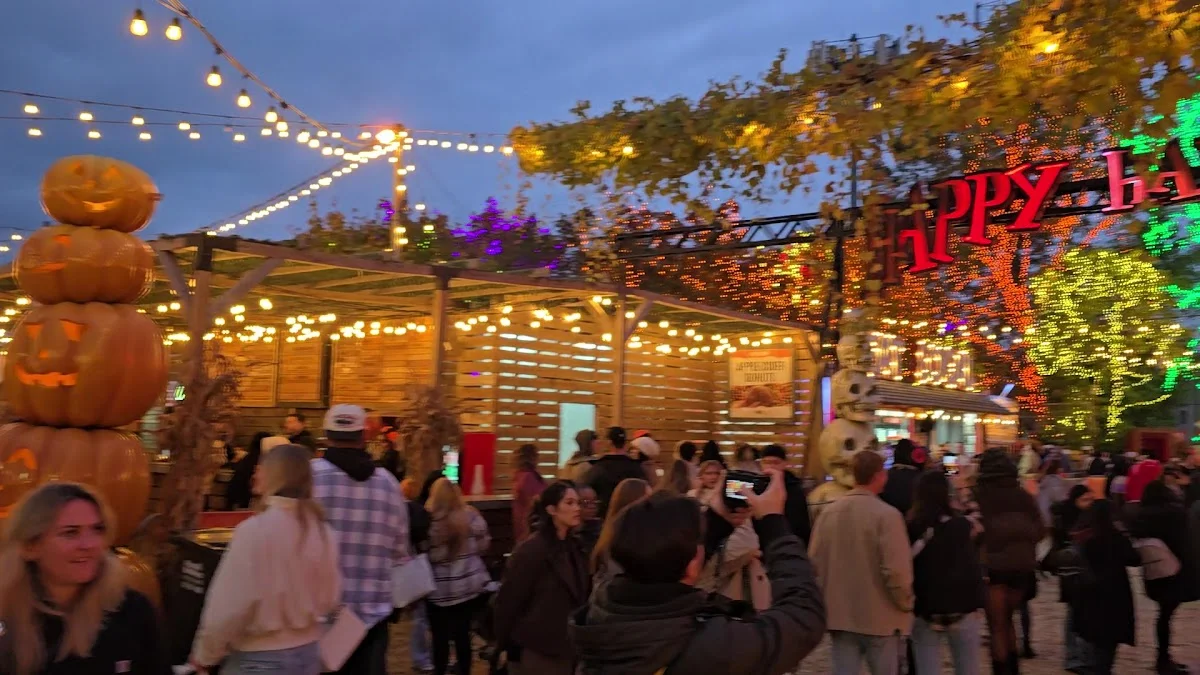 Real visitor photo of festival crowds and food line queues