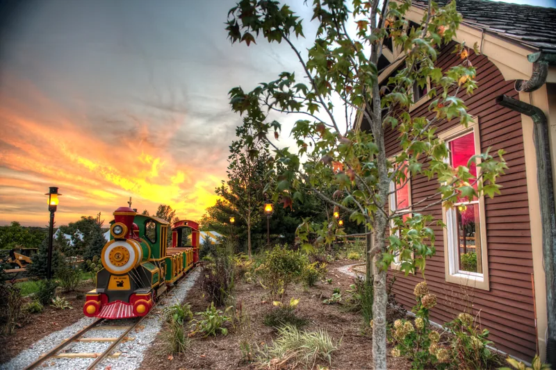 Sunset train ride across Abbey Farms